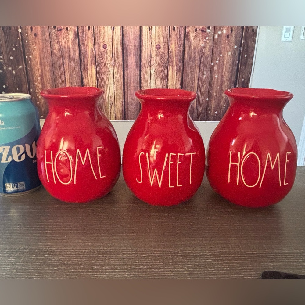 Rae Dunn Red 'Home Sweet Home' Vases
